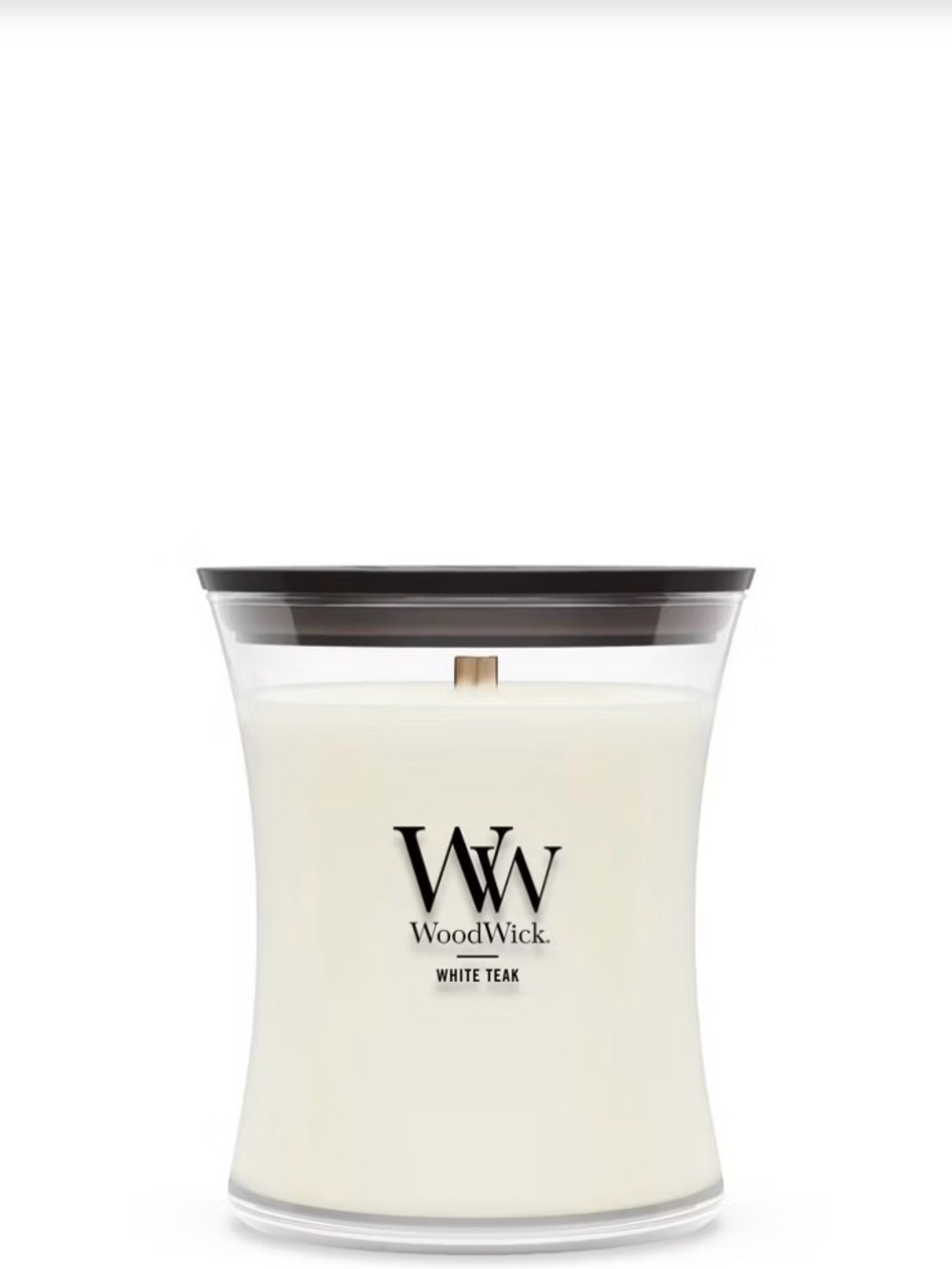 Woodwick White Teak Candle with Wood Lid